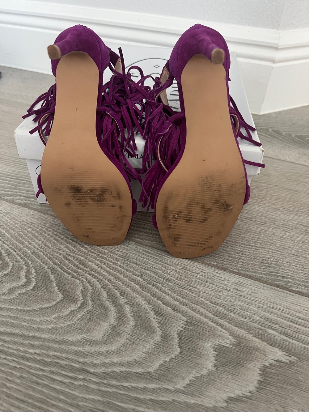 Steve Madden Purple Fringly Suede Heels - Picture 3 of 4